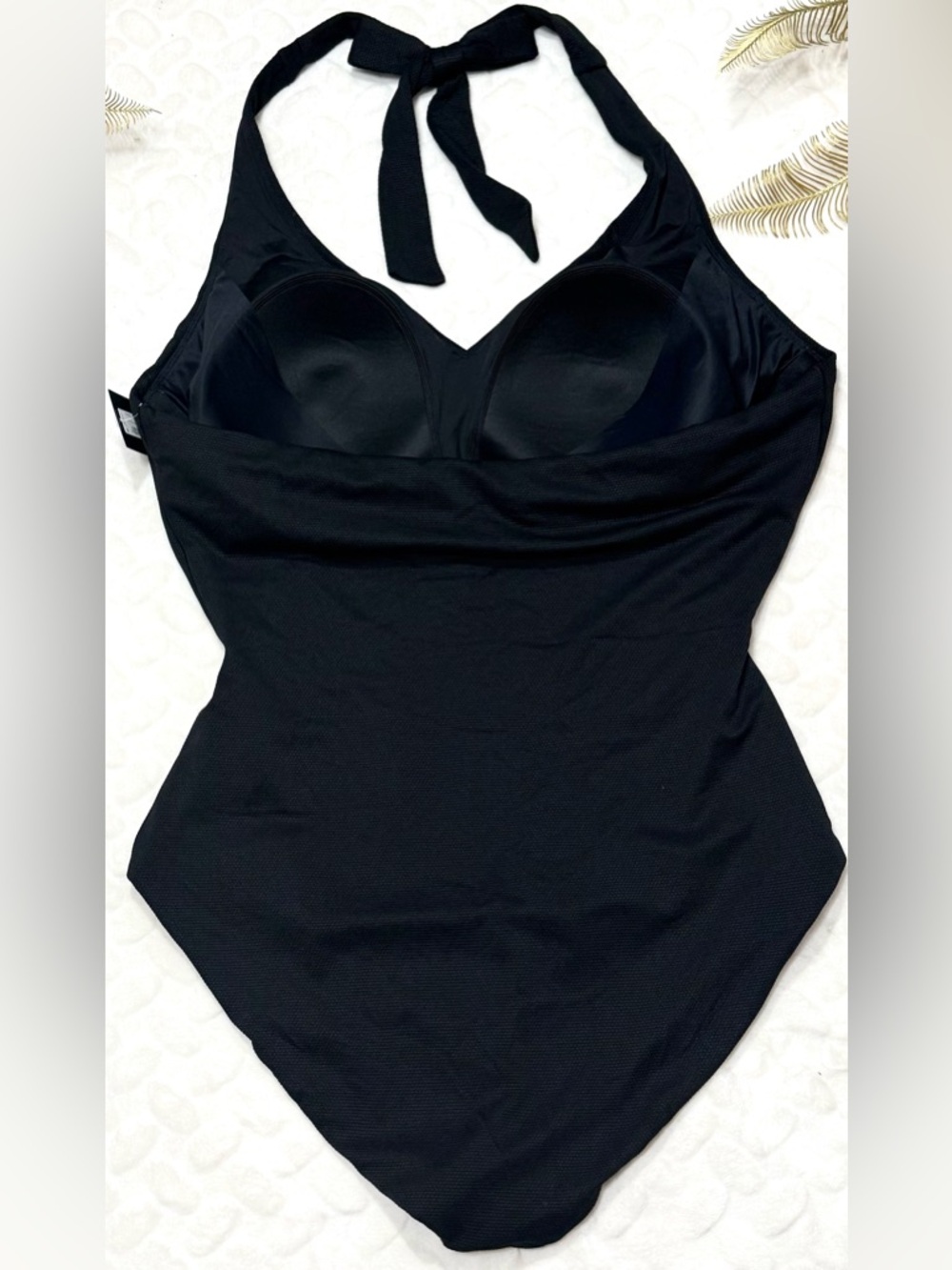 NWT SPANX 3X Plus Size Shaping Halter One Piece Swimsuit Black Tummy Control - Picture 5 of 10